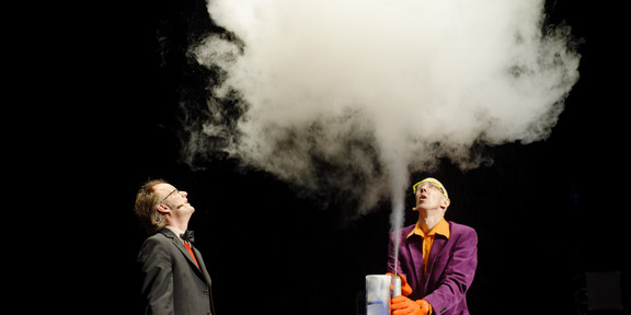 Die Physikanten Bild der Physikanten mit Dampfexperiment