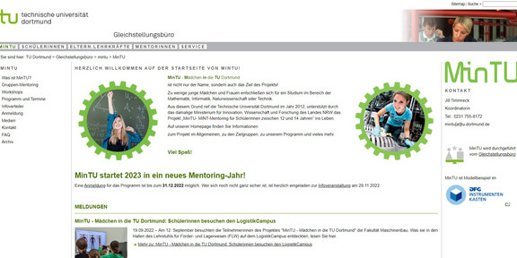 Website des Gleichstellungsbüros Websiteausschnitt des Gleichstellungsbüros